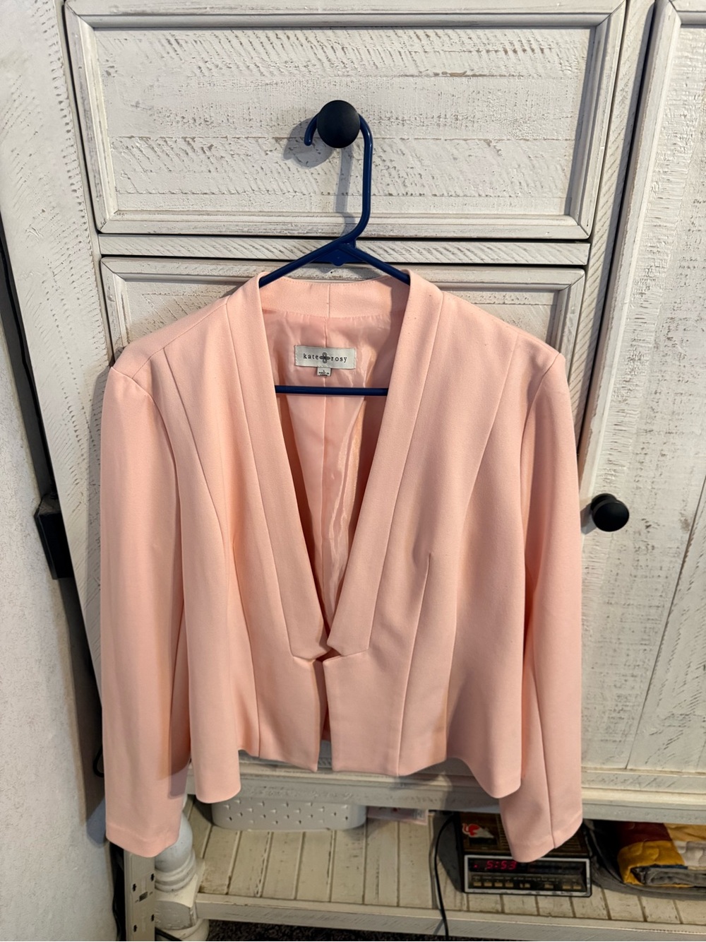 kate spade New York Blush Pink Open-Front Draped Blazer